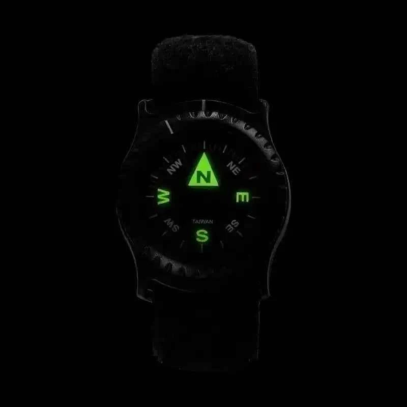 Brújula de pulsera Helikon-Tex con correa negra y indicador de brújula iluminado