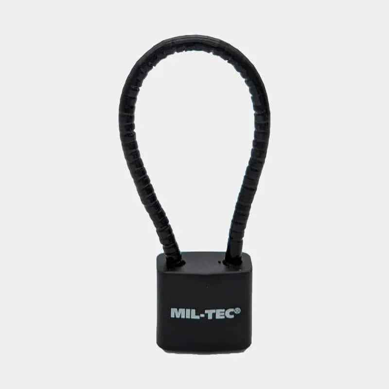 Candado de cable MIL-TEC con carcasa negra y cable flexible