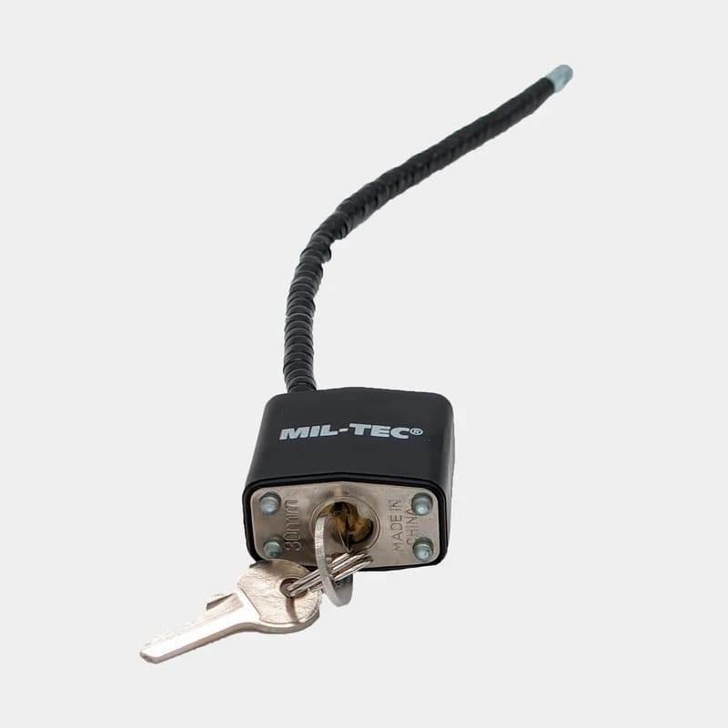 Candado de cable MIL-TEC negro con cerradura y dos llaves