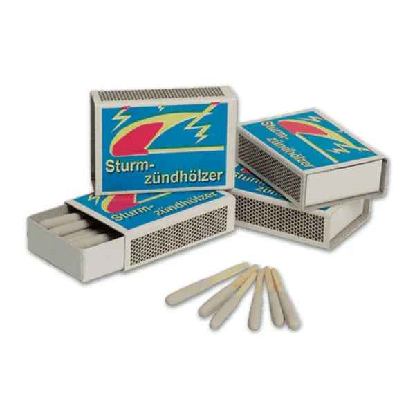 Set de cerillas antitormenta con cajas metálicas, rejilla y cerillas