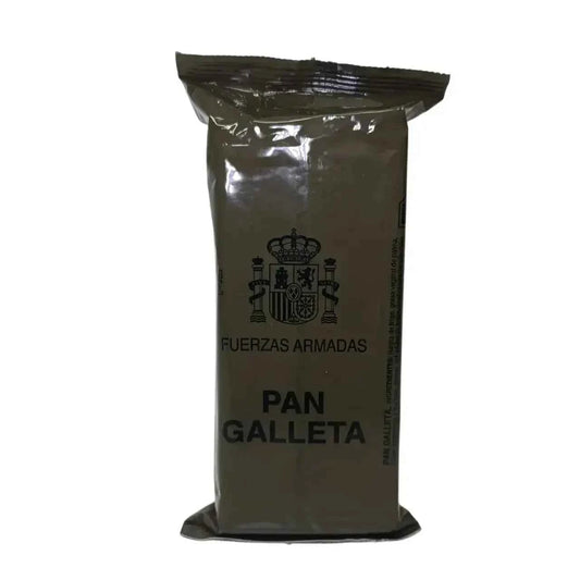 Bolsa de pan galleta militar de color oliva con escudo y texto “FUERZAS ARMADAS”