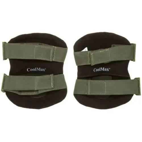 Rodilleras color verde oliva con bandas traseras acolchadas y correas para sujeción