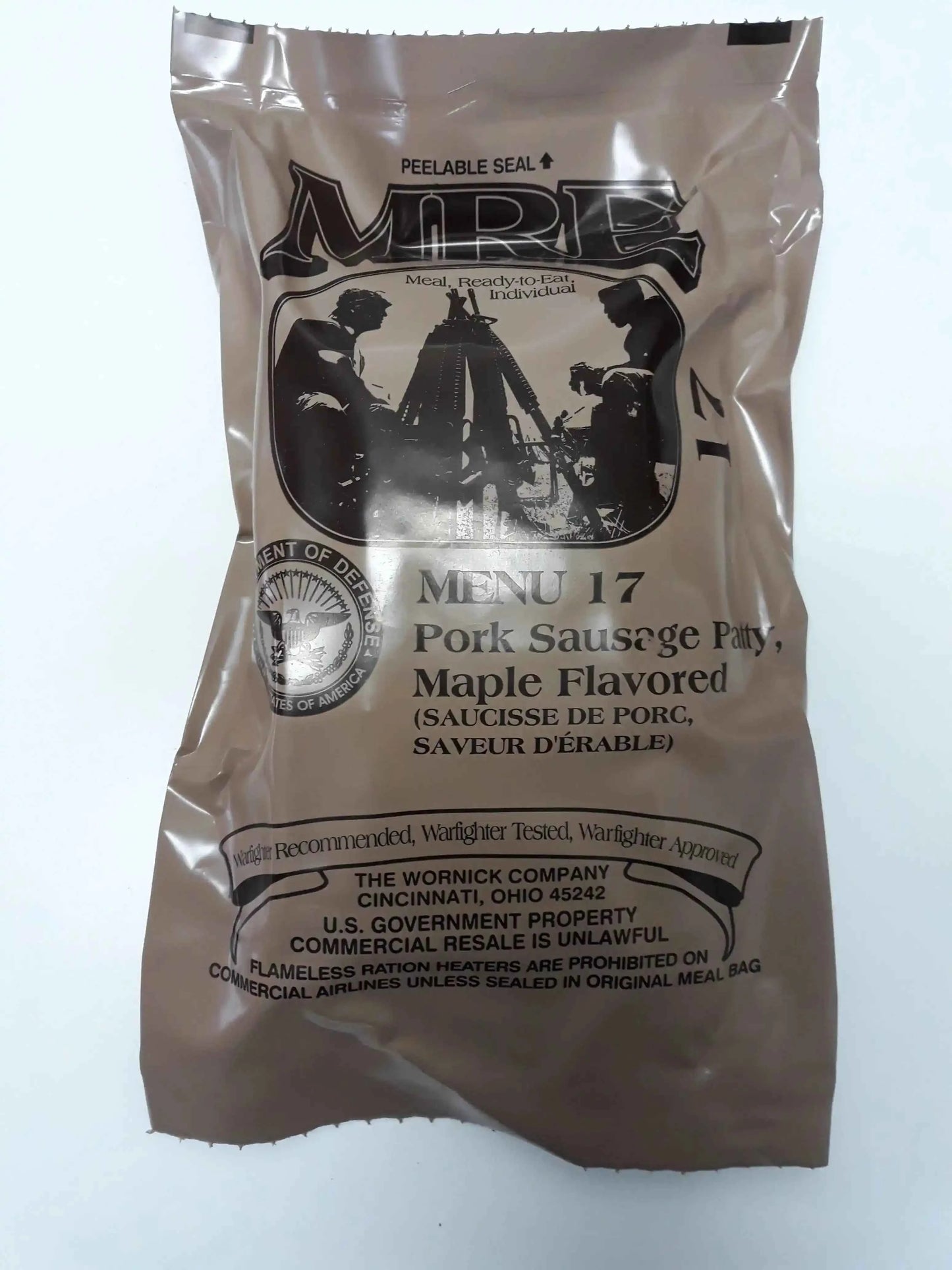 Bolsa de ración MRE Menú 17: cerdo con salsa de arce