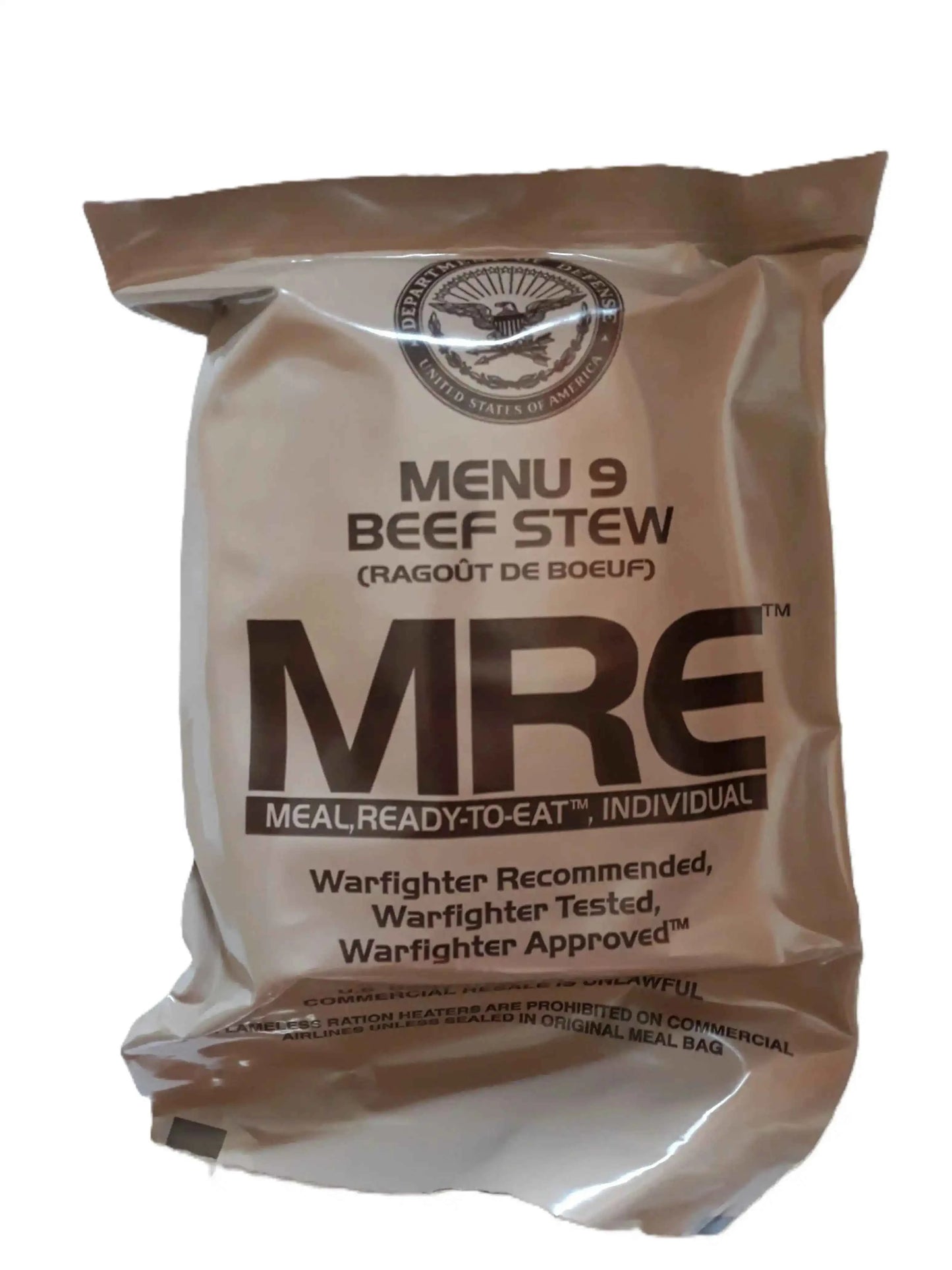 Bolsa de ración MRE Menú 9: estofado de res