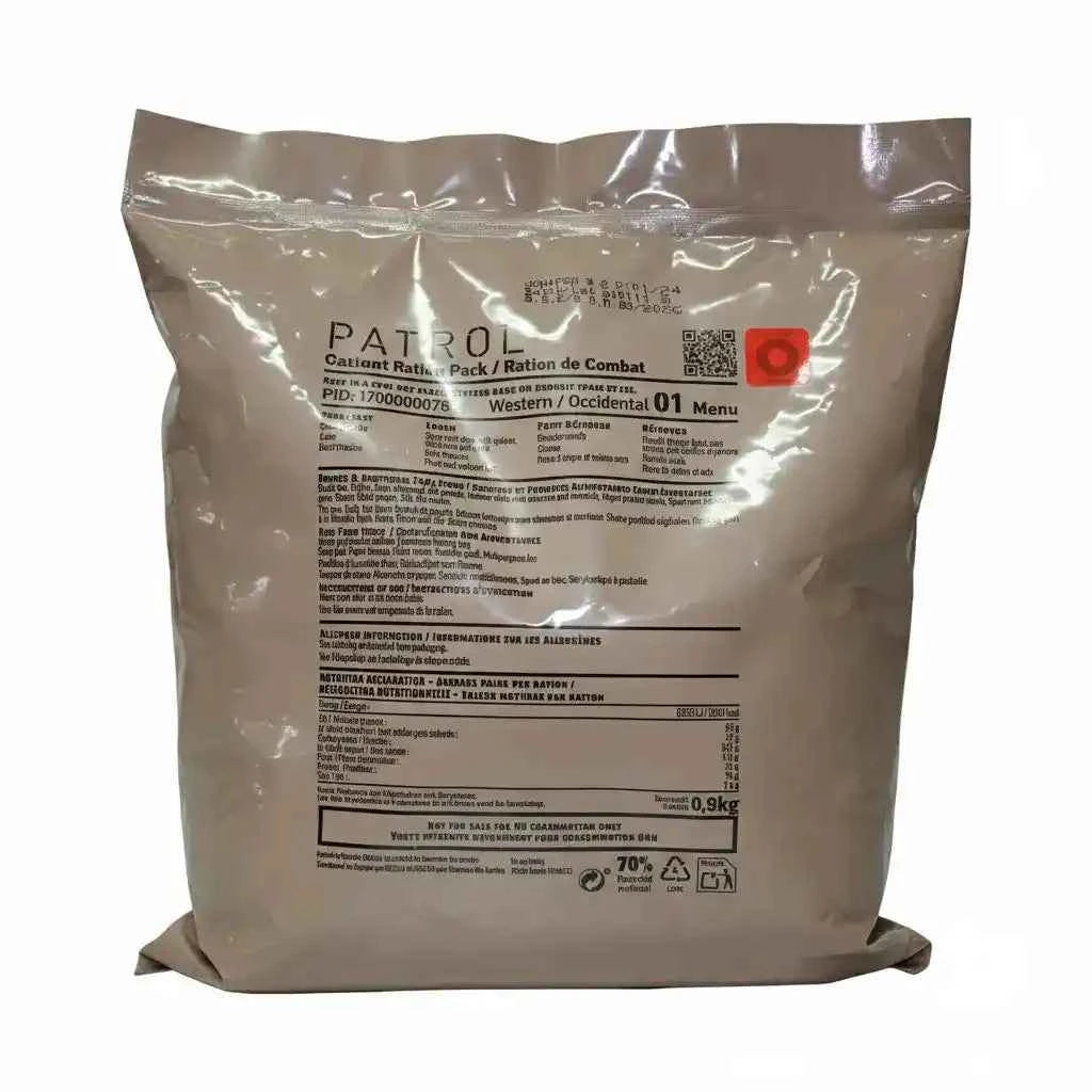 Bolsa de raciones de combate PATROL, Menu 01, empaque marrón