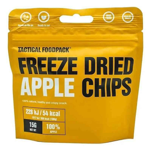 Bolsa amarilla de chips de manzana liofilizada