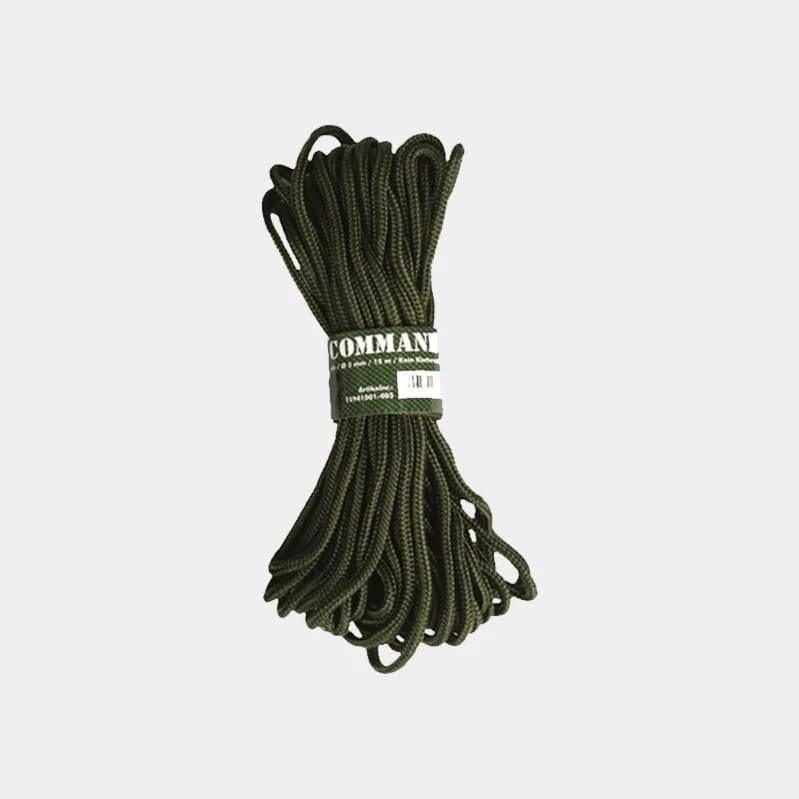 Cuerda comando MIL-TEC verde oliva de 15 m, cordón trenzado enrollado
