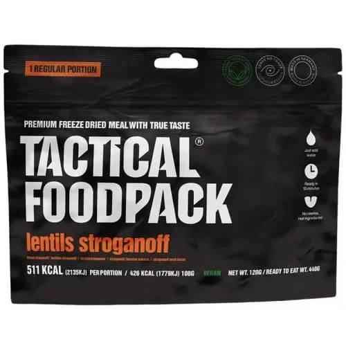 Paquete de Comida Tactical Foodpack de lentejas stroganoff vegano, bolsa negra