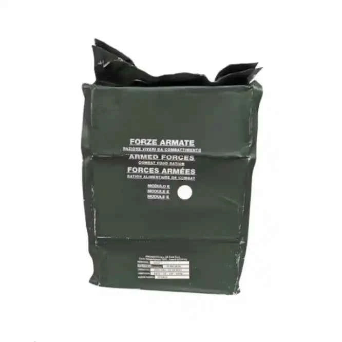 Ración de alimentos de combate en bolsa verde, módulo E con punto blanco
