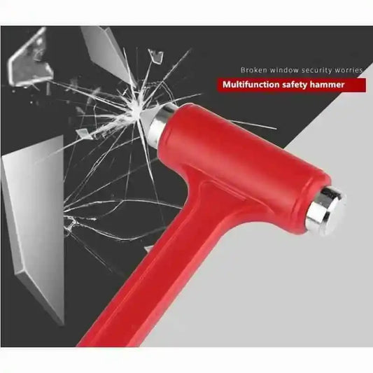 Martillo de seguridad para coche 2 en 1 rojo con punta metálica y efecto de rotura