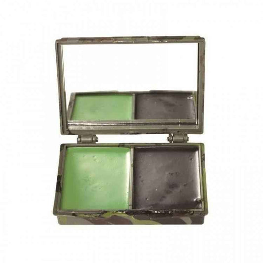 Pintura de camuflaje en estuche con dos compartimentos: verde y gris oscuro